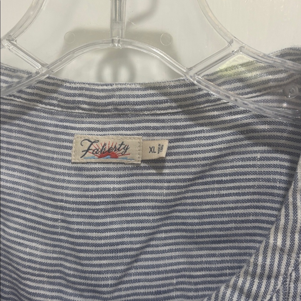 Faherty Isha Blue stripe linen dress x large - Picture 5 of 8